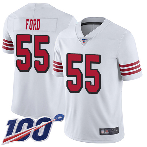 San Francisco 49ers Limited White Men Dee Ford NFL Jersey 55 100th Season Rush Vapor Untouchable